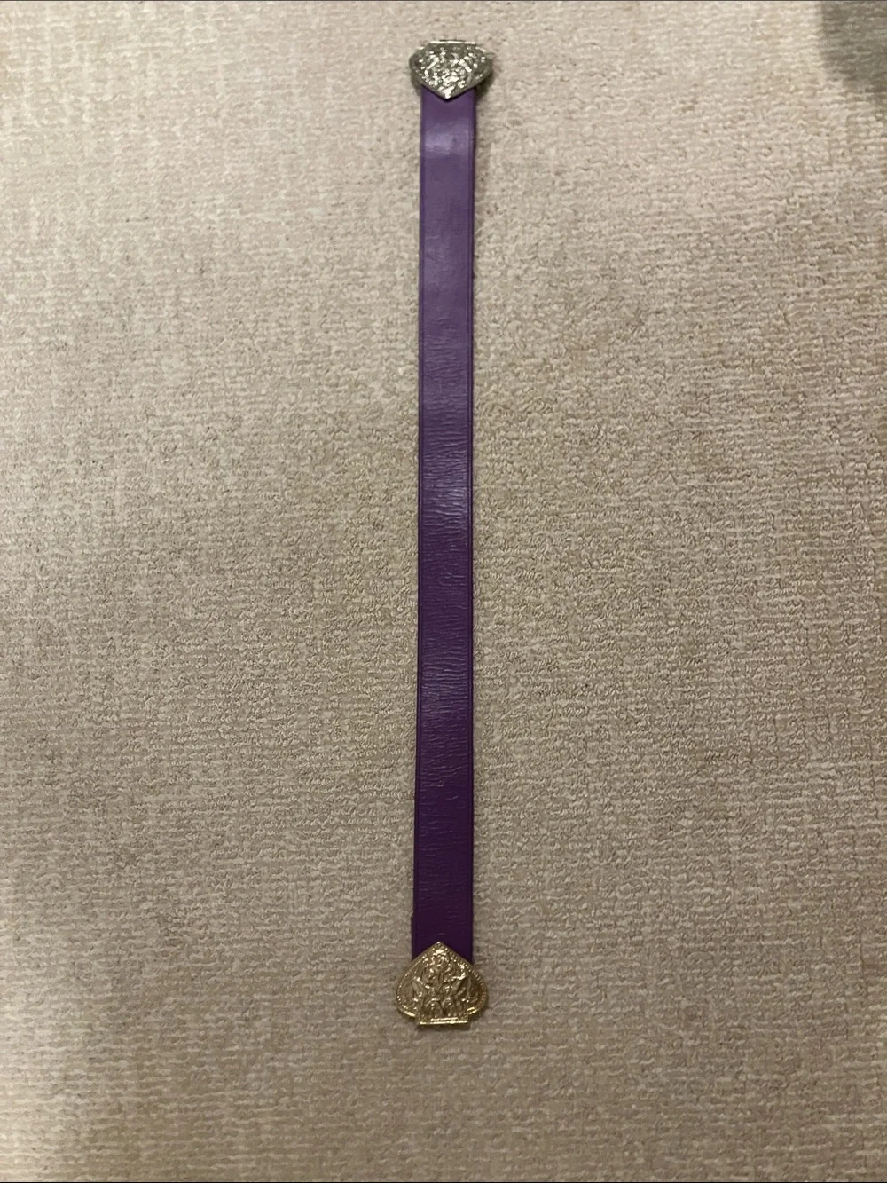 Purple leather Belt with gold slide Buckle